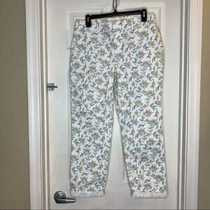 Loft Girlfriend Chino Rolled Crop Pastel Floral Size 8